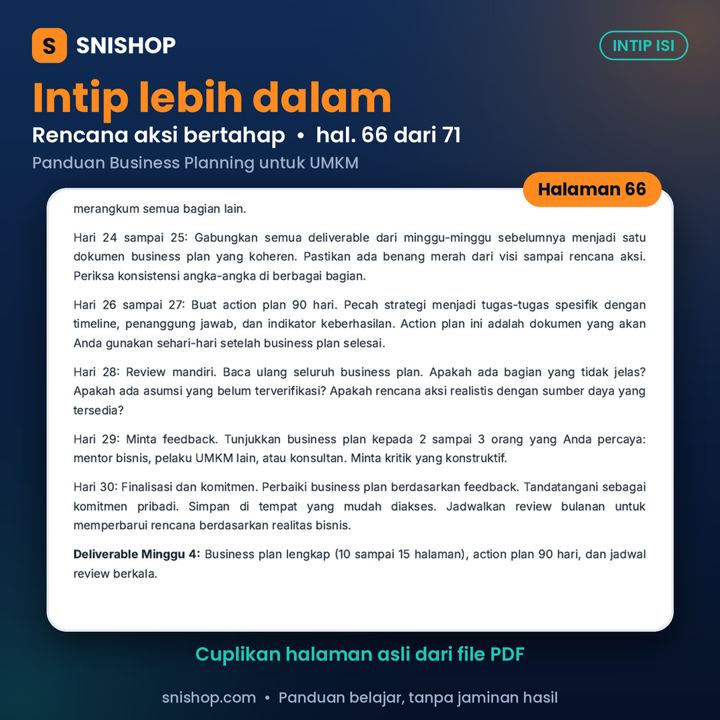 Cuplikan halaman Panduan Business Planning untuk UMKM