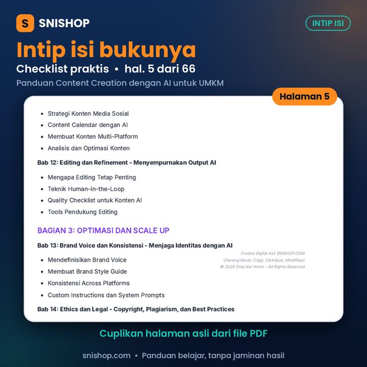 Cuplikan halaman Panduan Content Creation dengan AI untuk UMKM