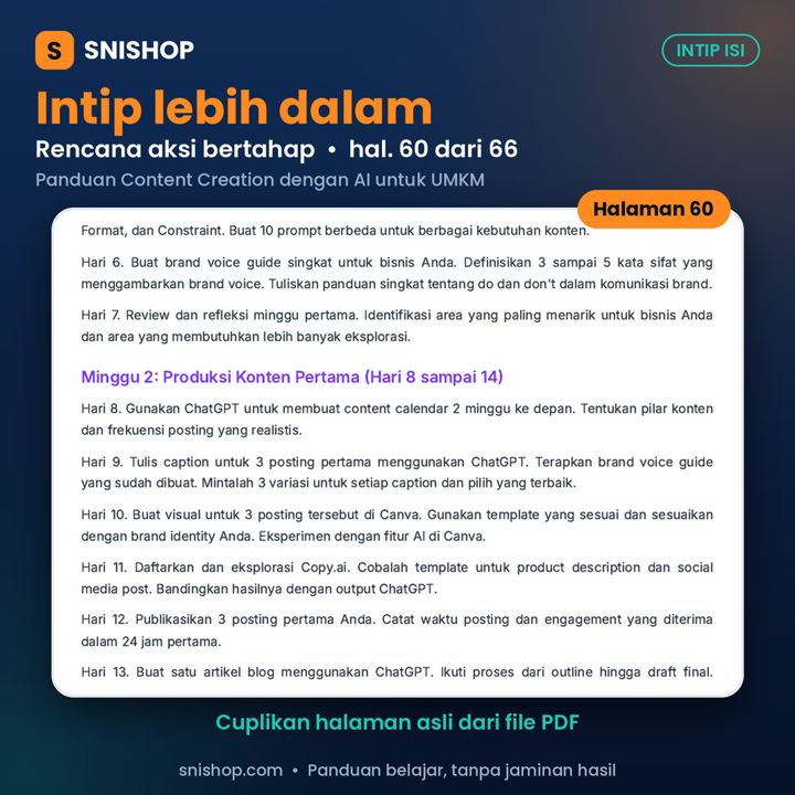 Cuplikan halaman Panduan Content Creation dengan AI untuk UMKM