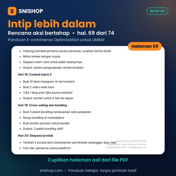 Cuplikan halaman Panduan E-commerce Optimization untuk UMKM