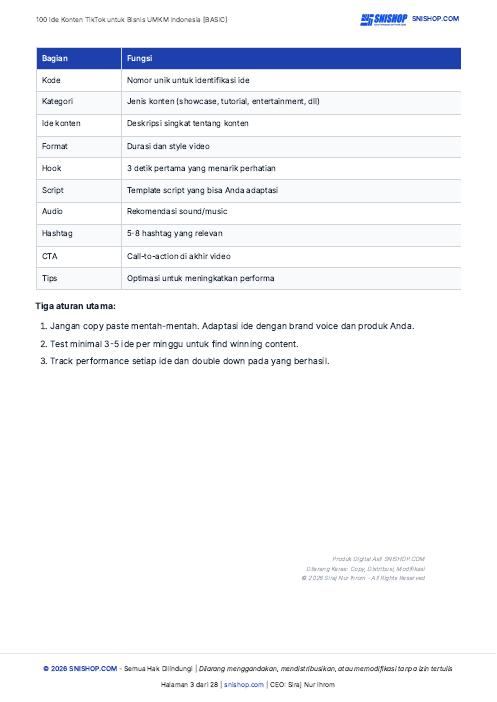 Cuplikan halaman 100 Ide Konten TikTok untuk Bisnis UMKM