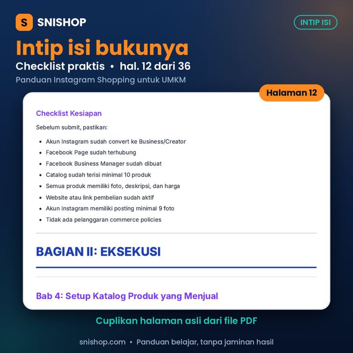 Cuplikan halaman Panduan Instagram Shopping untuk UMKM