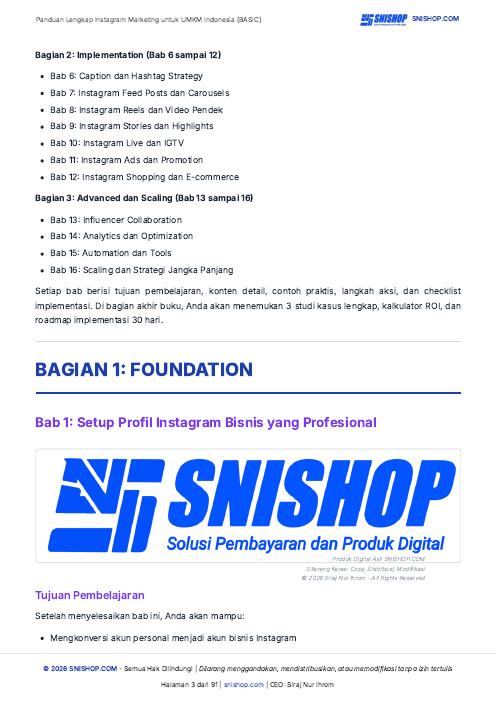 Cuplikan halaman Panduan Instagram Marketing untuk UMKM