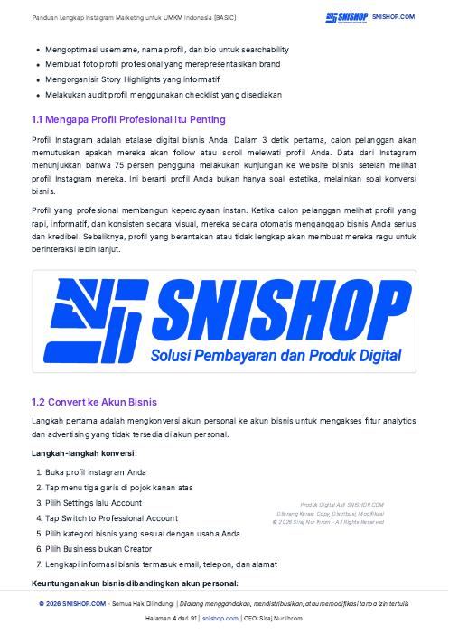 Cuplikan halaman Panduan Instagram Marketing untuk UMKM
