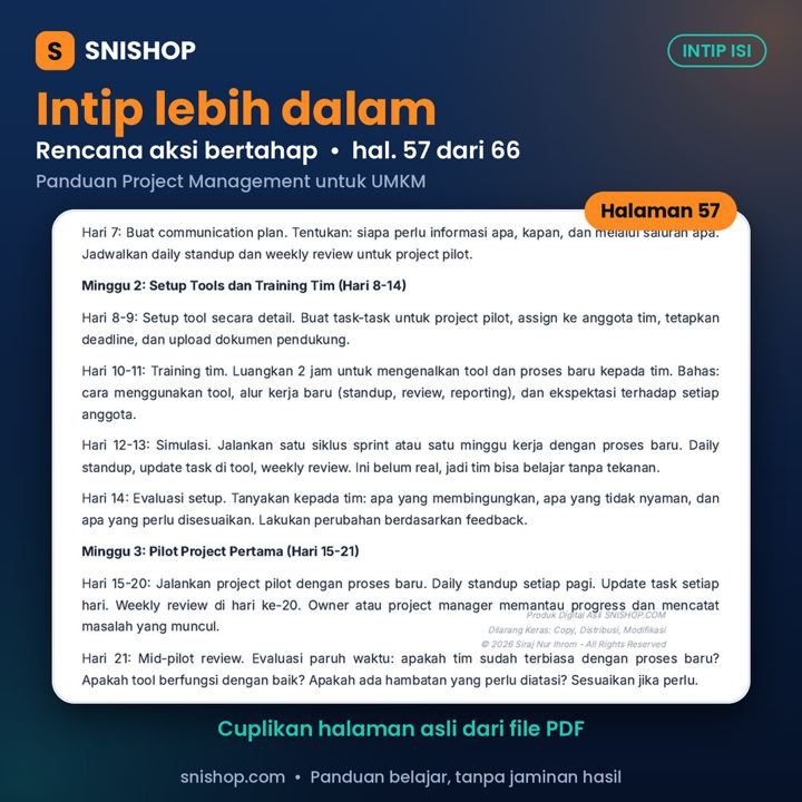 Cuplikan halaman Panduan Project Management untuk UMKM