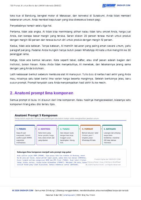 Cuplikan halaman 150 Prompt AI untuk Bisnis & UMKM