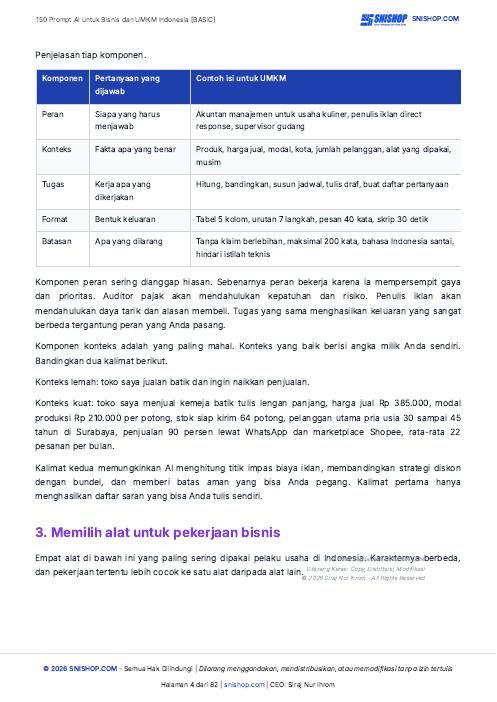 Cuplikan halaman 150 Prompt AI untuk Bisnis & UMKM