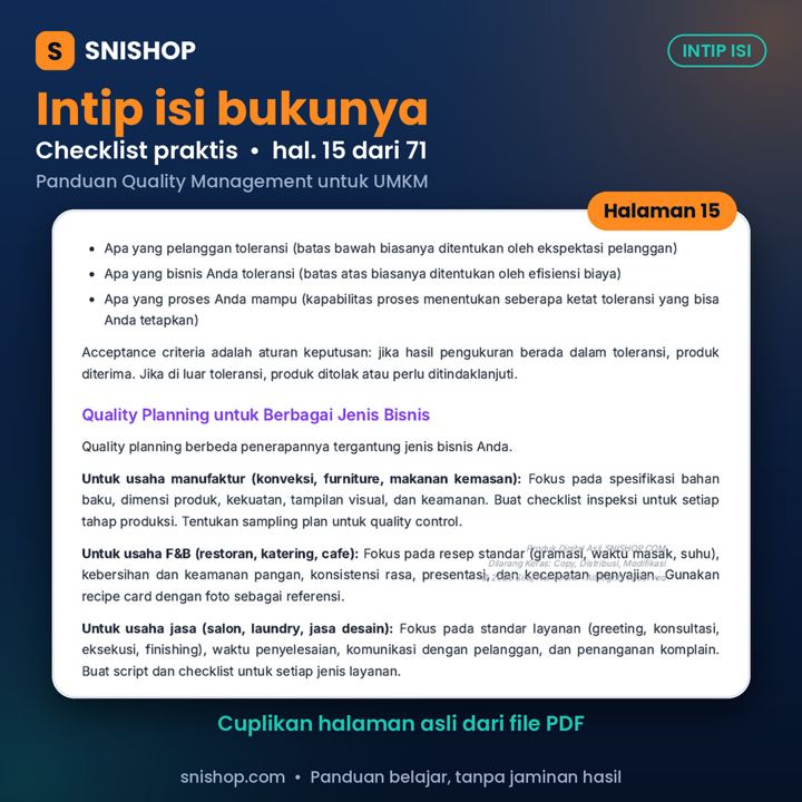 Cuplikan halaman Panduan Quality Management untuk UMKM
