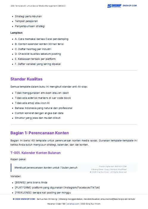 Cuplikan halaman 200 Template AI untuk Social Media