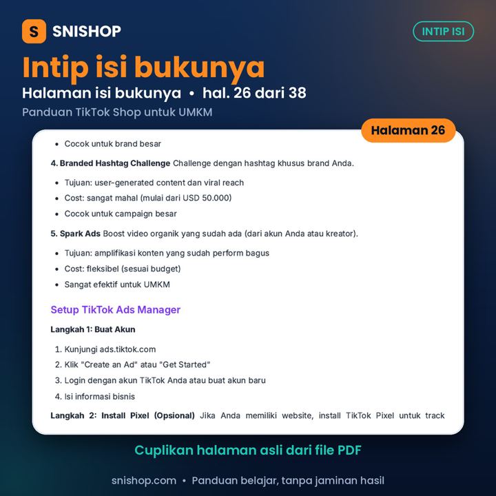 Cuplikan halaman Panduan TikTok Shop untuk UMKM
