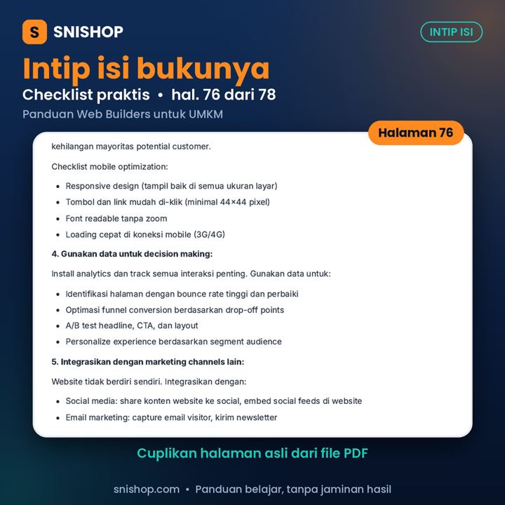 Cuplikan halaman Panduan Web Builders untuk UMKM: Website Bisnis & Studi Kasus