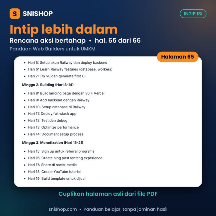 Cuplikan halaman Panduan Web Builders untuk UMKM: Deploy Vercel & Netlify